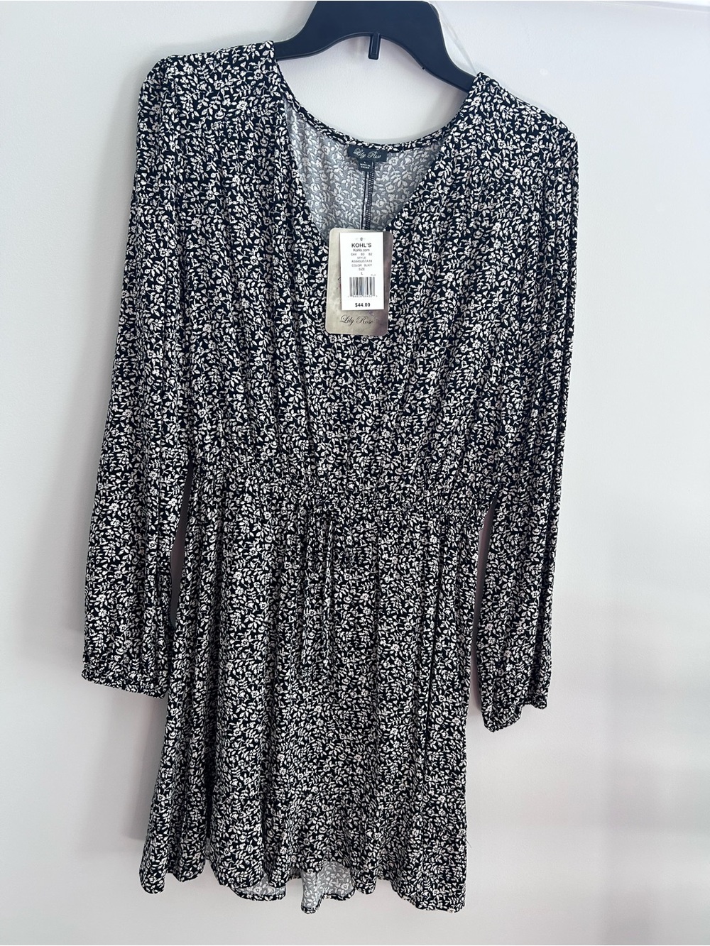 Lily Rose Black and White Floral Long Sleeve Dress